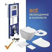Унитаз с инсталляцией Cersanit City Smart DPL EO Slim + Aqua 40 Smart M 69324 цвет Белый с сиденьем Микролифт и клавишей смыва цвет Черный матовый-12