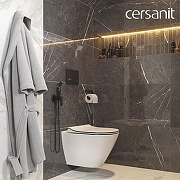 Унитаз с инсталляцией Cersanit City Smart DPL EO Slim + Aqua 40 Smart M 69324 цвет Белый с сиденьем Микролифт и клавишей смыва цвет Черный матовый-2