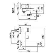 Смеситель для ванны Frap F3276-9 цвет Оружейная сталь-1