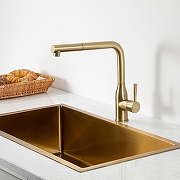 Смеситель для кухни Frap F6096-3 цвет Золотой сатин-4