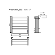 Электрический полотенцесушитель Azario Анкона 500х500 AZ83899PG с полкой, диммер справа цвет Графит-3