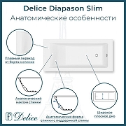 Ванна из искусственного камня Delice Diapason Slim 155х70 DLR340020-G цвет Белый глянцевый-1