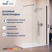 Душевая перегородка RGW Walk In (Волк-ин) WA-210B 70 351021007-24 профиль Черный стекло матовое