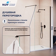 Душевая перегородка RGW Walk In (Волк-ин) WA-210B 120 351021012-14 профиль Черный стекло прозрачное