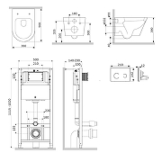 Унитаз с инсталляцией AM.PM X-Joy Aquaspin IS450B38.851900 цвет Белый с сиденьем Микролифт и клавишей смыва цвет Черный-1