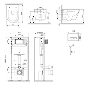 Унитаз с инсталляцией AM.PM X-Joy Aquaspin IS47031.851900 цвет Белый с сиденьем Микролифт и клавишей смыва цвет Никель матовый-1