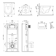 Унитаз с инсталляцией AM.PM X-Joy Aquaspin IS450A38.851900 цвет Белый с сиденьем Микролифт и клавишей смыва цвет Черный-1