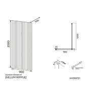 Душевая перегородка Knotlor 90 WI090CG1BL профиль Черный стекло рифленое-2
