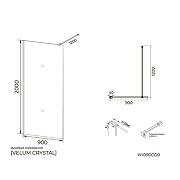 Душевая перегородка Knotlor 90 WI090CG0C профиль Хром стекло прозрачное-2