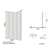 Душевая перегородка Knotlor 120 WI120CG1BL профиль Черный стекло рифленое-2