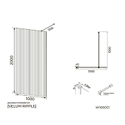 Душевая перегородка Knotlor 100 WI100CG1RB профиль Бронза стекло рифленое-2
