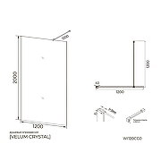 Душевая перегородка Knotlor 120 WI120CG0BL профиль Черный стекло прозрачное-2
