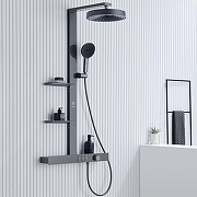 Душевая система Black&White Gravity GH-9005N-GM 9005NGM с термостатом цвет Оружейная сталь-1
