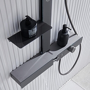 Душевая система Black&White Gravity GH-9005N-GM 9005NGM с термостатом цвет Оружейная сталь-3