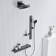 Душевая система Black&White Gravity GH-9025N-GM 9025NGM с термостатом цвет Оружейная сталь-1