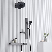 Душевая система Black&White Gravity GH-9025N-GM 9025NGM с термостатом цвет Оружейная сталь-2