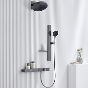 Душевая система Black&White Gravity GH-9025N-GM 9025NGM с термостатом цвет Оружейная сталь-3