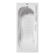 Чугунная ванна Vinsent Veron Aura 150x75 VAU1507542H/VH0015NI-AS цвет Белый с дугообразными ручками никель и антискользящим покрытием-4