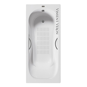 Чугунная ванна Vinsent Veron Aura 170x70 VAU1707042H/VH0015GM-AS цвет Белый с дугообразными ручками оружейная сталь и антискользящим покрытием-4