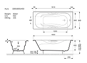 Чугунная ванна Vinsent Veron Aura 180x80 VAU1808045H/VH0015GM цвет Белый с дугообразными ручками оружейная сталь-10