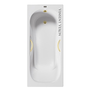 Чугунная ванна Vinsent Veron Aura 180x80 VAU1808045H/VH0015MGD цвет Белый с дугообразными ручками матовое золото-4