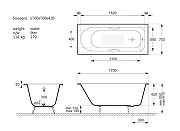 Чугунная ванна Vinsent Veron Soissons 170x70 VCN1707042H/VH0015NI-AS цвет Белый с дугообразными ручками никель и антискользящим покрытием-10