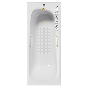 Чугунная ванна Vinsent Veron Concept 140x70 VCO1407042H/VH0012MGD-AS цвет Белый с квадратными ручками матовое золото и антискользящим покрытием-4