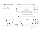 Чугунная ванна Vinsent Veron Concept 140x70 VCO1407042H/VH0015GM-AS цвет Белый с дугообразными ручками оружейная сталь и антискользящим покрытием-10