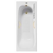 Чугунная ванна Vinsent Veron Concept 150x70 VCO1507042H/VH0015MGD-AS цвет Белый с дугообразными ручками матовое золото и антискользящим покрытием-4