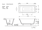 Чугунная ванна Vinsent Veron Devon 170x70 VDV1707045-AS цвет Белый с антискользящим покрытием-10