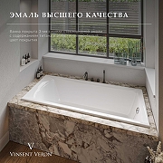 Чугунная ванна Vinsent Veron Devon 175x70 VDV1757045H/VH0012MGD-AS цвет Белый с квадратными ручками матовое золото и антискользящим покрытием-1