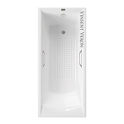 Чугунная ванна Vinsent Veron Devon 180x75 VDV1807545H/VH0012NI-AS цвет Белый с квадратными ручками никель и антискользящим покрытием-4