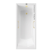 Чугунная ванна Vinsent Veron Devon 175x70 VDV1757045H/VH0012MGD цвет Белый с квадратными ручками матовое золото-4