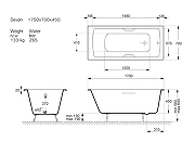 Чугунная ванна Vinsent Veron Devon 175x70 VDV1757045H/VH0012MGD цвет Белый с квадратными ручками матовое золото-10