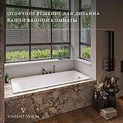 Чугунная ванна Vinsent Veron Devon 175x75 VDV1757545H/VH0012MGD цвет Белый с квадратными ручками матовое золото-2