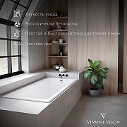Чугунная ванна Vinsent Veron Kingston 180x80 VKN1808050H/VH0012GM цвет Белый с квадратными ручками оружейная сталь-3