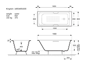 Чугунная ванна Vinsent Veron Kingston 180x80 VKN1808050H/VH0012MGD-AS цвет Белый с квадратными ручками матовое золото и антискользящим покрытием-10