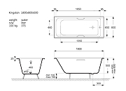 Чугунная ванна Vinsent Veron Kingston 180x80 VKN1808050H/VH0012MGD цвет Белый с квадратными ручками матовое золото-10
