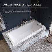 Чугунная ванна Vinsent Veron Square 140x70 VSQ1407045H/VH0012NI-AS цвет Белый с квадратными ручками никель и антискользящим покрытием-1