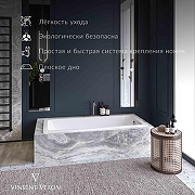 Чугунная ванна Vinsent Veron Square 170x75 VSQ1707545H/VH0012MGD-AS цвет Белый с квадратными ручками матовое золото и антискользящим покрытием-3