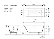 Чугунная ванна Vinsent Veron Tampa 170x70 VTP1707042H/VH0012GM-AS цвет Белый с квадратными ручками оружейная сталь и антискользящим покрытием-10
