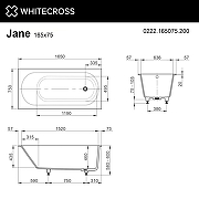 Ванна из искусственного камня Whitecross Jane 165x75 0222.165075.200 цвет Белый матовый-3