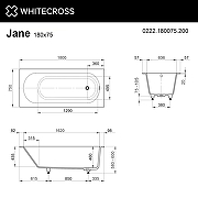 Ванна из искусственного камня Whitecross Jane 180x75 0222.180075.200 цвет Белый матовый-3