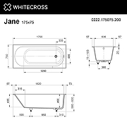 Ванна из искусственного камня Whitecross Jane 175x75 0222.175075.200 цвет Белый матовый-3