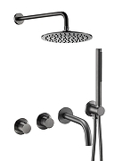 Душевая система Benesque Lumiere 21012503 с термостатом цвет Черный брашированный