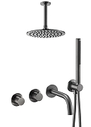 Душевая система Benesque Lumiere 21012903 с термостатом цвет Черный брашированный