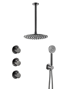 Душевая система Benesque Lumiere 21016603 с термостатом цвет Черный брашированный