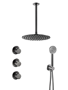 Душевая система Benesque Lumiere 21016803 с термостатом цвет Черный брашированный