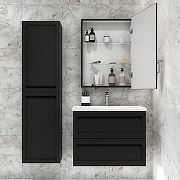 Зеркальный шкаф Art&Max Tehno 60 AM-Tec-600-800-1D-DS-F-Nero с подсветкой цвет Черный-6