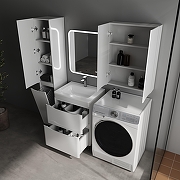 Шкаф пенал Style Line Бергамо 30 L Люкс Плюс СС-00002510 с бельевой корзиной цвет Белый глянец антискрейтч-3